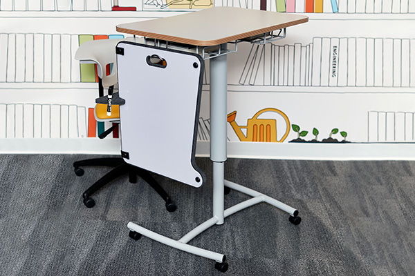 Ruckus Pneumatic Cantilever Desk with Roller Base